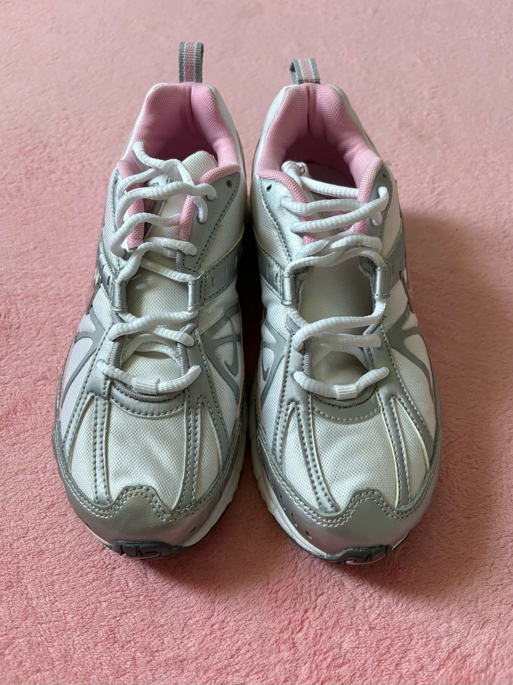 Women's White and Pink Athletic Sneakers